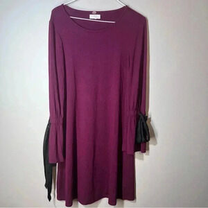 Cupio tunic dress burgundy bell long sleeves  size large